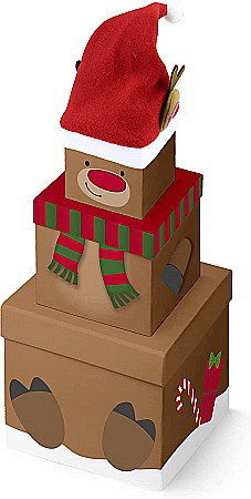 Cutii, Sacose, Pungi, Ambalaje Christmas - CF CUTIE CADOU 3/SET REN PLUSH CRACIUN X-31085-BXC