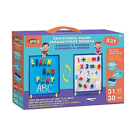 DIA TABLA MAGNETICA EDUCATIVA LITERE SI CIFRE 66 PIESE LUNA 621740 [0]