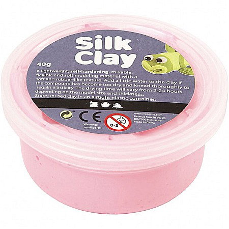 Foam clay, silk clay - Pastă de modelaj fină cu uscare la aer Silk Clay 40G ROZ 79109