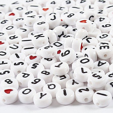 Margele din plastic/ sticla - CC MARGELE PLASTIC CU LITERE 7 MM 200/SET ALBE 699050