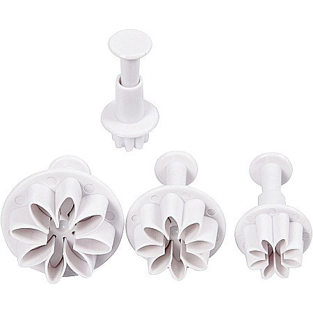 Forme Turnare, Modelare - CC FORME PLASTIC CU STAMPILA Cookie Cutters With Stamp, Flower, 2,8+3,6+4,4 cm 782873