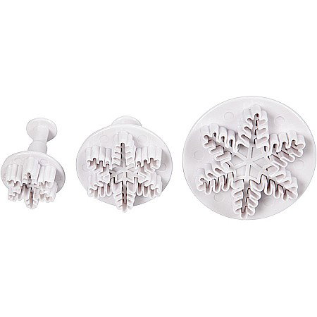DE SEZON - CC FORME Cookie Cutters With Stamp, Snowflake, 3,2+4,8+6,5 cm 782875