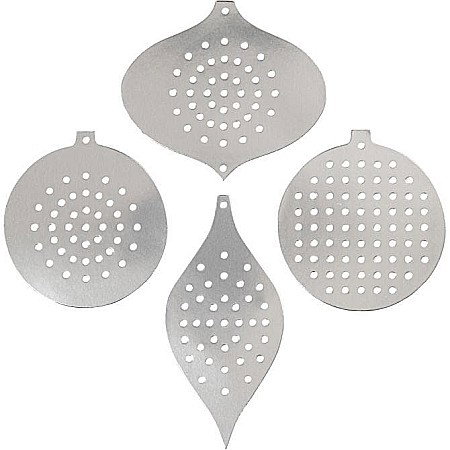 Tehnici de cusut si Broderie - CC ORNAMENTE CRACIUN PT BRODAT, ARGINTII, 8.5- 12 CM, HOLE SIZE 3 MM, 8/SET 219612