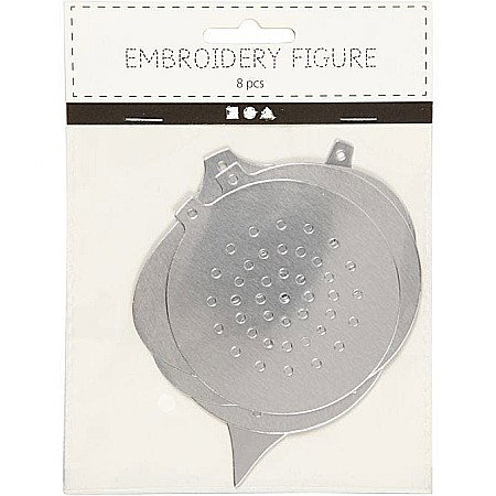 CC ORNAMENTE CRACIUN PT BRODAT, ARGINTII, 8.5- 12 CM, HOLE SIZE 3 MM, 8/SET 219612 [1]