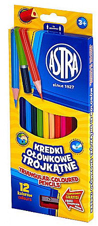 Creioane colorate - AS CREIOANE COLORATE 12/SET TRIUNGHIULARE + ASCUTITOARE ASTRA 312110002