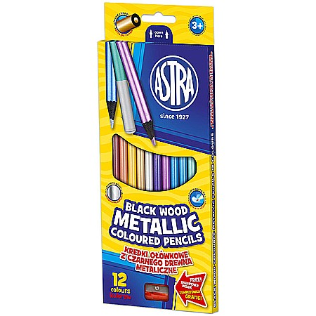AS SET 12 CREIOANE COLORATE METALIZATE LEMN NEGRU ASTRA SI ASCUTITOARE 312114002 [0]