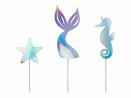 ARTICOLE PARTY - PD DECORATIUNI PENTRU TORT Mermaid, iridescent, 24.5cm 3/set KPT47-017