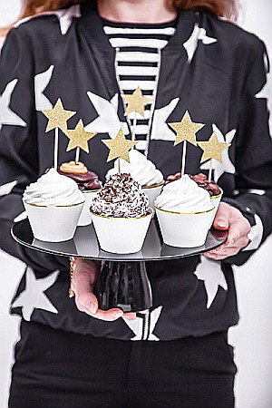 PD DECORATIUNI Tort CRACIUN Cupcake toppers STELUTE AURII 11.5CM  KPM19-019B [0]