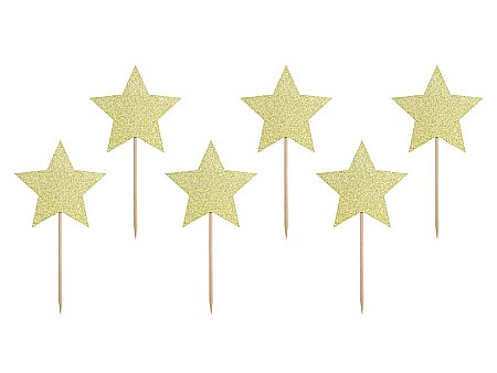 PD DECORATIUNI Tort CRACIUN Cupcake toppers STELUTE AURII 11.5CM  KPM19-019B [1]