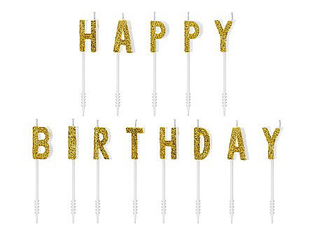 Happy birday "elegant" - PD LUMANARI TORT Happy Birthday, gold, 2.5cm 13 litere SCS-9-019B