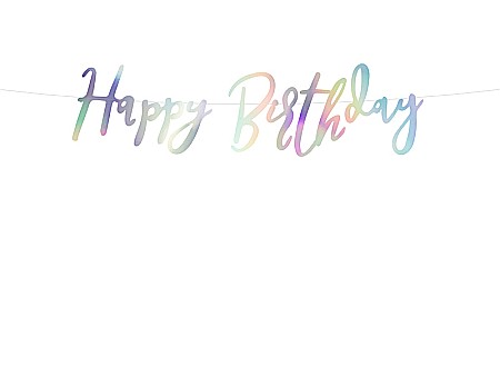 Happy birday "elegant" - PD BANNER Happy Birthday, iridescent, 16.5x62cm GRL75-017