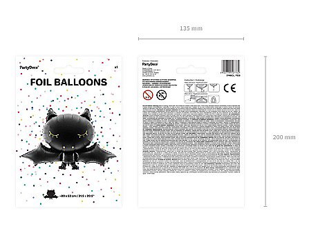 PD BALON FOLIE ALUMINIU Bat, 80x52cm, black with gold print FB38 [3]