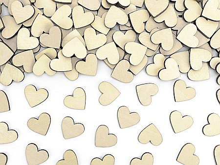ARTICOLE PARTY - PD CONFETTI LEMN Hearts 2*2cm 50/set KONS2-100