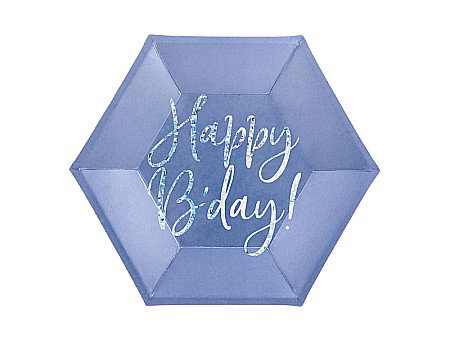 Farfurii/ Pahare/ Servetele/ Paie/ Tacamuri/ Fete masa - PD FARFURII CARTON Happy B'day!, navy blue, 20cm 6/set TPP63-074