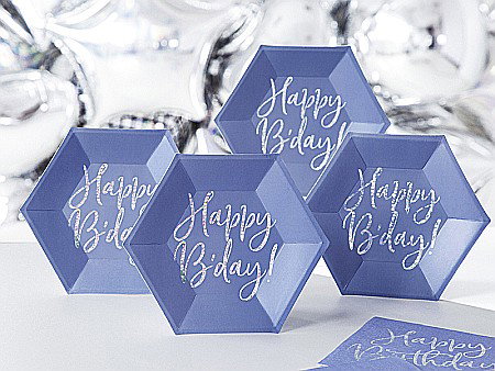 PD FARFURII CARTON Happy B'day!, navy blue, 20cm 6/set TPP63-074 [1]