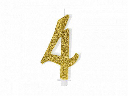 ARTICOLE PARTY - PD LUMANARI TORT Number 4, gold, 10cm SCU4-4-019