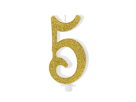 ARTICOLE PARTY - PD LUMANARI TORT Number 5, gold, 10cm SCU4-5-019