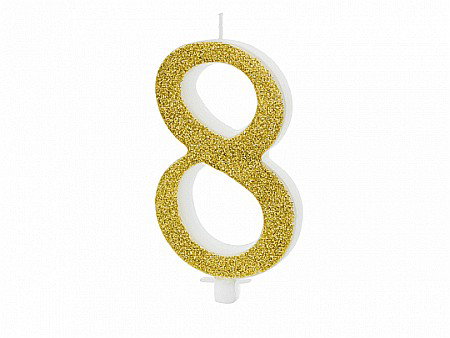ARTICOLE PARTY - PD LUMANARI TORT Number 8, gold, 10cm SCU4-8-019