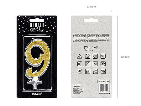 PD LUMANARI TORT Number 9, gold, 10cm SCU4-9-019 [1]