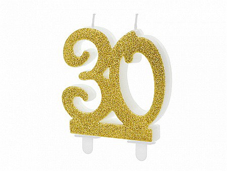 PD LUMANARE TORT Birthday candle, Number 30, gold, 7.5cm SCU5-30-019 [1]