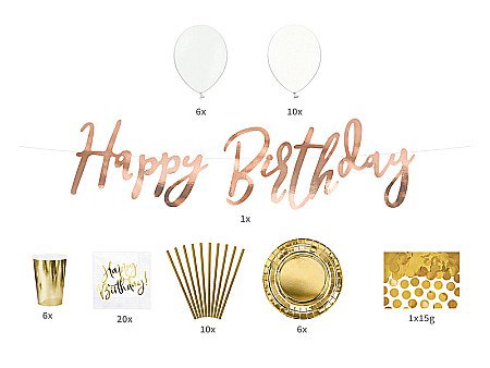 PD SET DECORATIUNI PARTY Birthday, gold 60 piese SET14 [1]