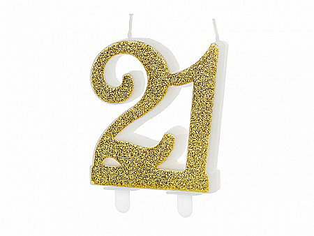 PD LUMANARE TORT Birthday candle, Number 21, gold, 7.5cm SCU5-21-019 [1]