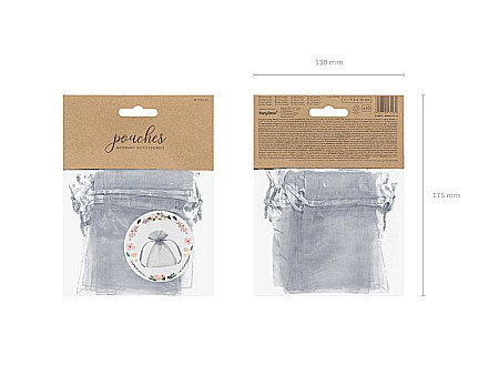 PD SAC ORGANZA, Organza pouches silver, 10cm 10/set WRG5-018-10 [1]
