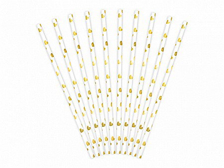 PD PAIE DIN HARTIE PENTRU BAUTURI hearts gold, 19.5cm 10/set SPP7M-019 [1]