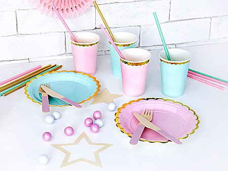 Farfurii/ Pahare/ Servetele/ Paie/ Tacamuri/ Fete masa - PD PAHARE CARTON Cups Light Pink, 220ml 6/SET KPP16-081J-EU3