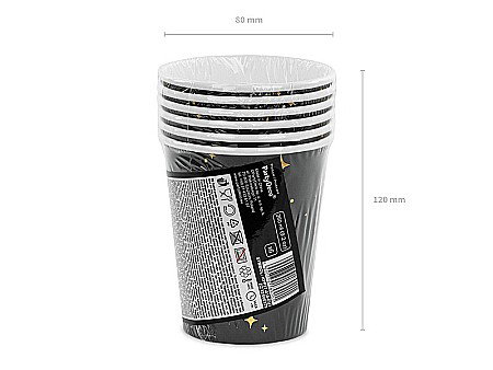 PD PAHAR CARTON NEGRU CU STELUTE AURII 6/SET 260ML KPP27-010-EU1 [6]