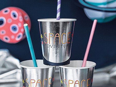 Farfurii/ Pahare/ Servetele/ Paie/ Tacamuri/ Fete masa - PD PAHARE CARTON Cups Space Party, 200ml 6/SET KPP48-EU3