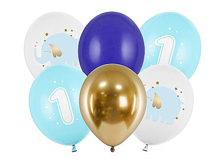 Baloane latex - PD BALOANE Balloons 30 cm, One year, Pastel Light Blue 6/set SB14P-322-001J-6