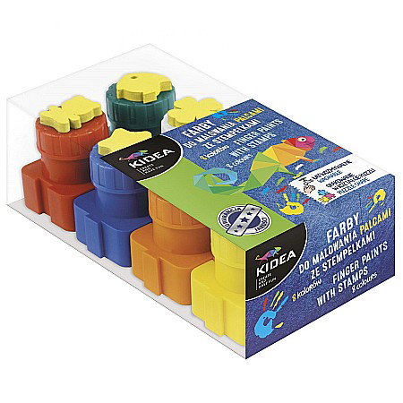 ARTICOLE COPII - DE TEMPERA PENTRU DEGETE CU STAMPILE 8 CULORI KIDEA FDPS8KA