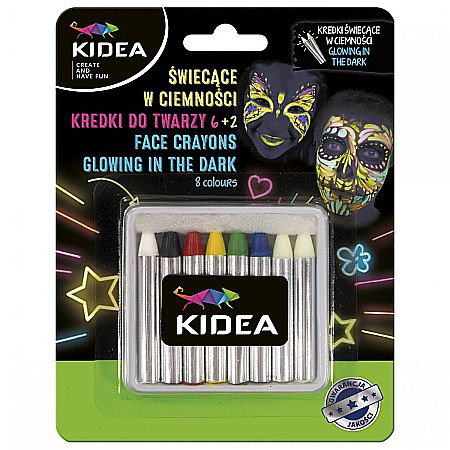 Machiaj, Tatuaje, Masti - DE SET CREIOANE PICTURA PE FATA GLOWING IN THE DARK 8 CULORI KIDEA KDT8SKA
