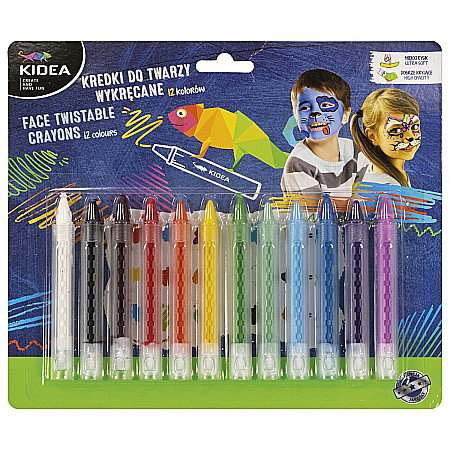 ARTICOLE COPII - DE SET CREIOANE PICTURA PE FATA RETRACTABILE 12 CULORI KIDEA KDTW12KA