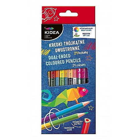 Creioane colorate - DE CREIOANE COLORATE TRIUNGHIULARE 2 CAPETE 12/SET KIDEA KTD24KKA