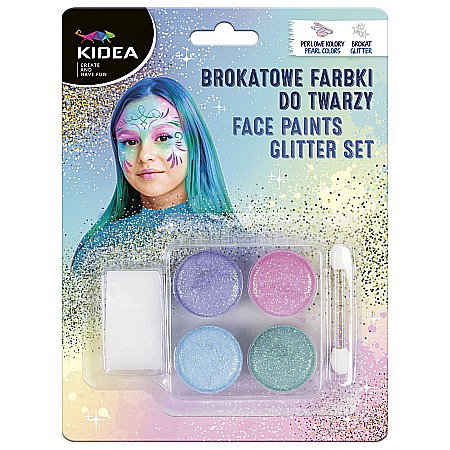ARTICOLE COPII - DE SET PICTURA PE FATA CU APLICATOR SI BURETE 4 CULORI GLITTER KIDEA FDTBKA