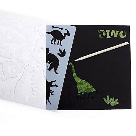 DE CARTE DE COLORAT SCRATCH ART BOOK 3 COLI + SABLON DINOZAURI KIDEA KWSBKA [1]