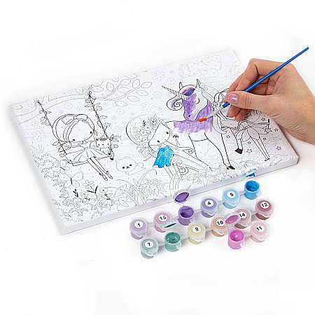 DE SET PICTURA PE NUMERE ZANE 30*27CM, 12 CULORI + PENSULA KIDEA OMNWKA [1]