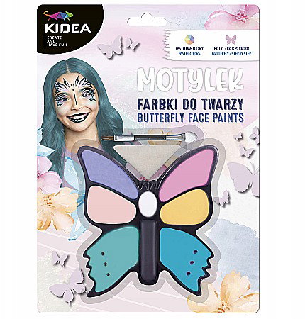 DE SEZON - DE SET PICTURA PE FATA CU BURETE SI APLICATOR 7 CULORI FLUTURI KIDEA FDTM8KKA
