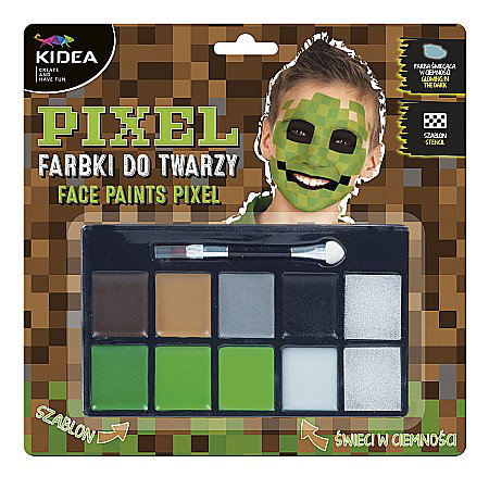 Machiaj, Tatuaje, Masti - SET PICTURA PE FATA CU BURETE SII APLICATOR 8 CULORI PIXEL KIDEA FDTZPKA