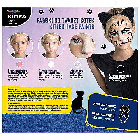 DE SET PICTURA PE FATA 3 CULORI + APLICATOR + CORDELUTA KITTEN KIDEA FDTZKOKA [3]