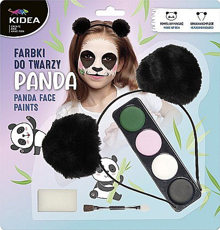 Machiaj, Tatuaje, Masti - DE SET PICTURA PE FATA 4 CULORI + APLICATOR + CORDELUTA PANDA KIDEA FDTZPAKA