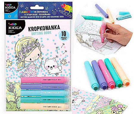 DE CARTE COLORAT PE PUNCTE ZANE + 5 MARKERE PASTEL CU STAMPILA KIDEA ZFMKSKWKA [1]