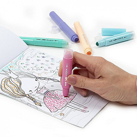 DE CARTE COLORAT PE PUNCTE ZANE + 5 MARKERE PASTEL CU STAMPILA KIDEA ZFMKSKWKA [2]