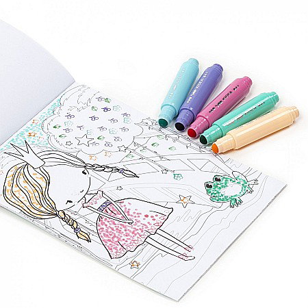 DE CARTE COLORAT PE PUNCTE ZANE + 5 MARKERE PASTEL CU STAMPILA KIDEA ZFMKSKWKA [4]