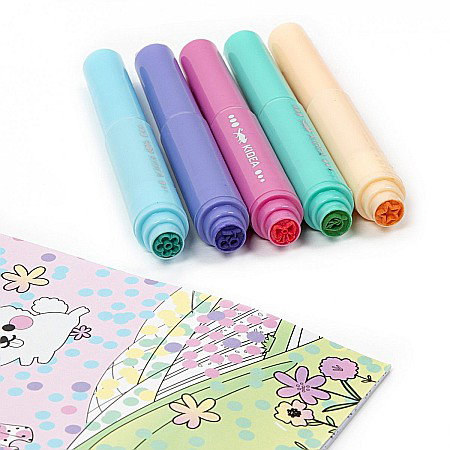 DE CARTE COLORAT PE PUNCTE ZANE + 5 MARKERE PASTEL CU STAMPILA KIDEA ZFMKSKWKA [5]