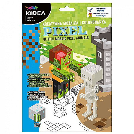 Jocuri Educative si Puzzle-uri - JOC CREATIV CARTE DE COLORAT MOZAIC PIXEL GLITTER KIDEA MOKPKA