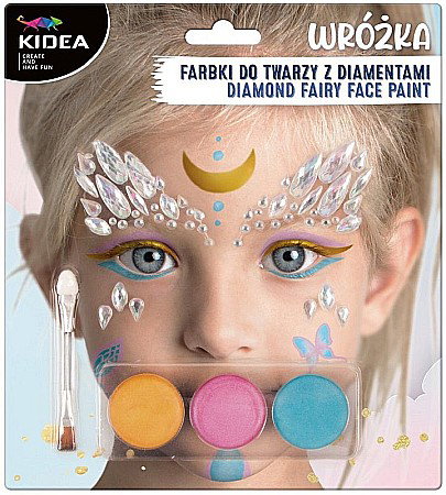 Machiaj, Tatuaje, Masti - DE SET PICTURA PE FATA 3 CULORI + APLICATOR KIDEA-FAIRY CU DIAMANTE FDTZWDKA