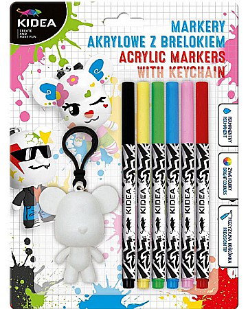 INSTRUMENTE DE SCRIS - DE MARKER CU VOPSEA ACRILICA 6 CULORI/SET + BRELOC KIDEA MABBKA